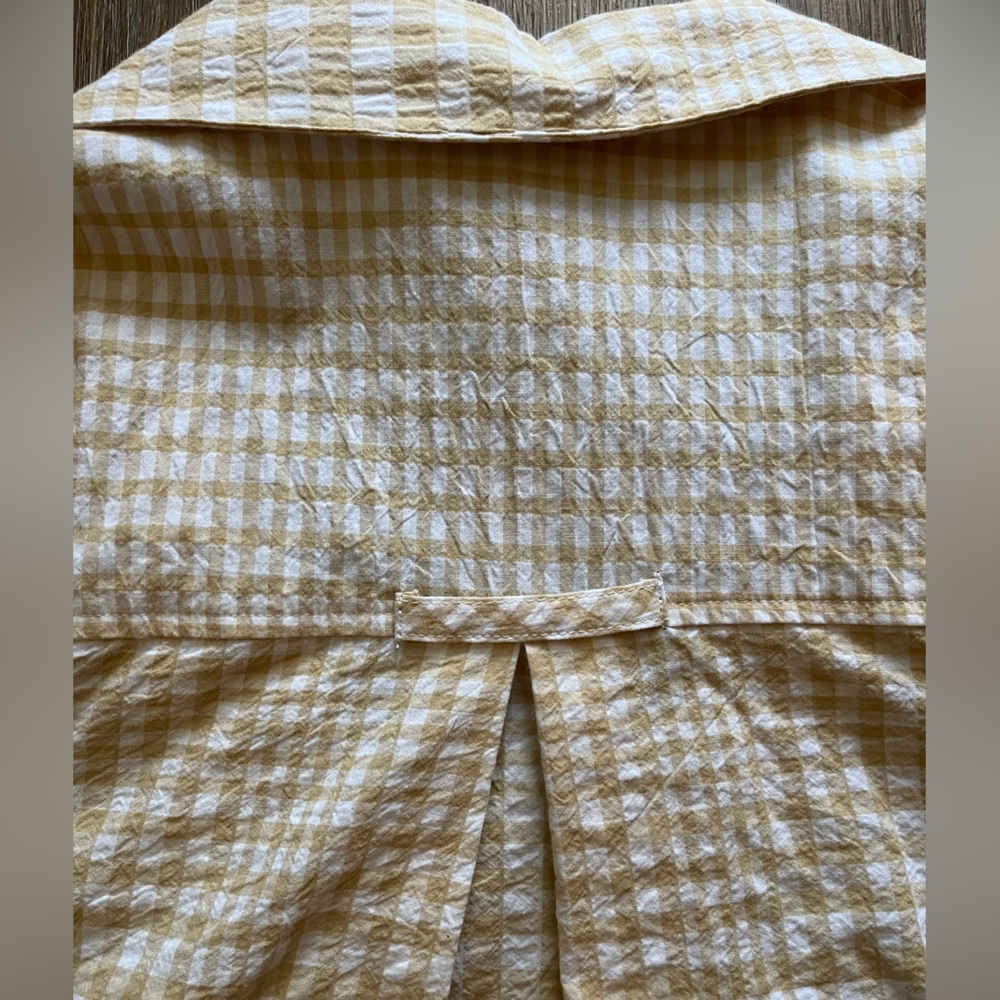 NWT Tan/ White Plaid Ali Miles Button-Down Shirt, Three-Quarter Sleeves - Picture 4 of 8